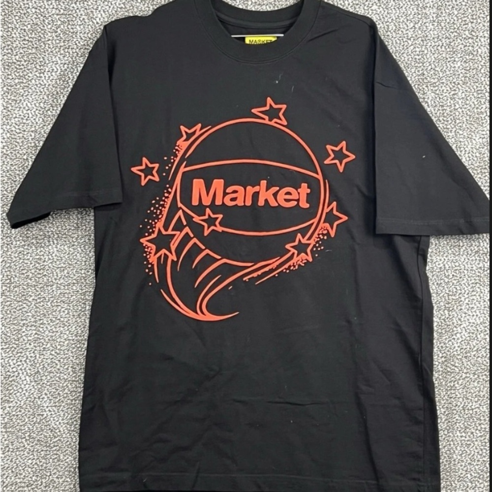 Market Studio Black T-Shirt with Red Graphic